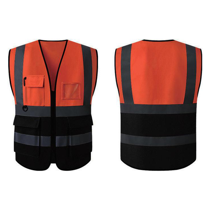 Gilet riflettente con cerniera multitasche con blocco colore a quattro barre